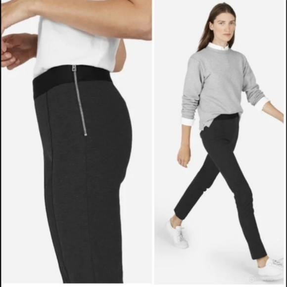 Everlane Gray Ponte Pull on Side Zip Skinny Ankle Pants Size 6 - Picture 2 of 14